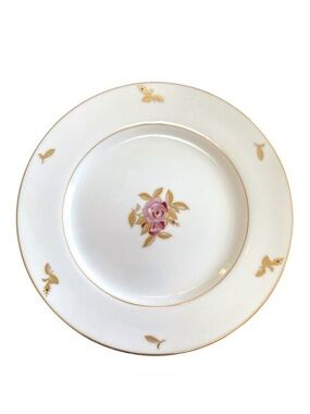 Set of 4 Fukagawa Japan 538 Pattern Salad Plates Pink Rose & Gold Trim 7.5” VTG